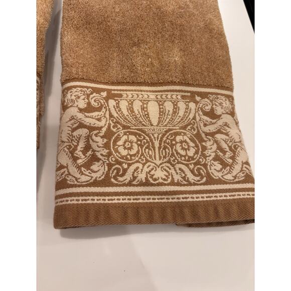 2 Vintage Hampton Manor Victorian Cherubs Angels Brown Hand Towels 100% Cotton - Picture 3 of 8